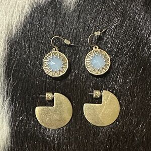 Gold and White Earrings Set